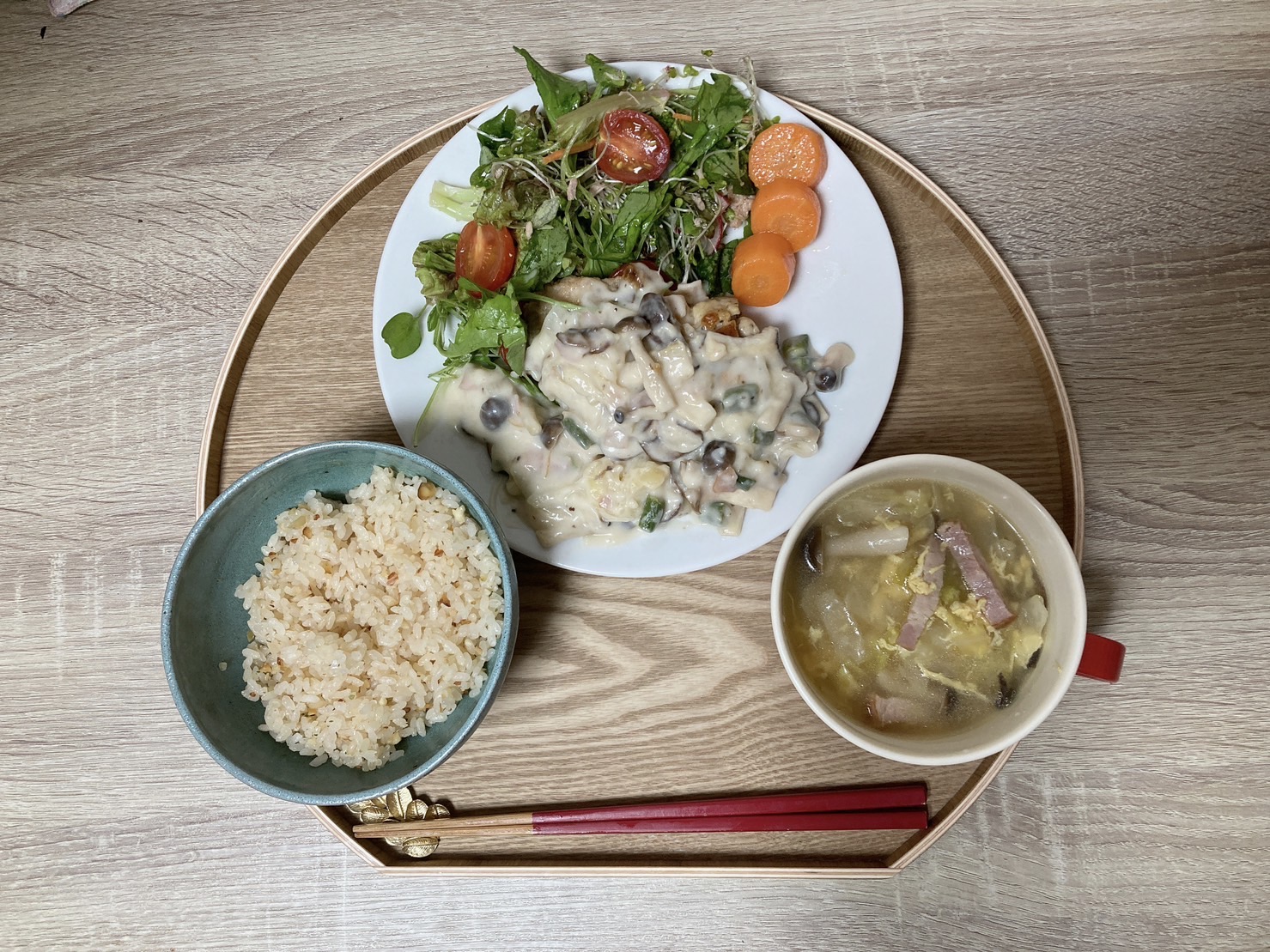 料理教室マンツーマンチキンクリームソースセット盛り付け