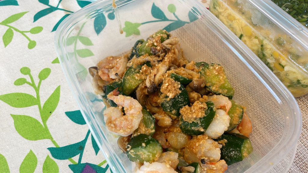 料理教室マンツーマンきゅうり海老胡麻中華