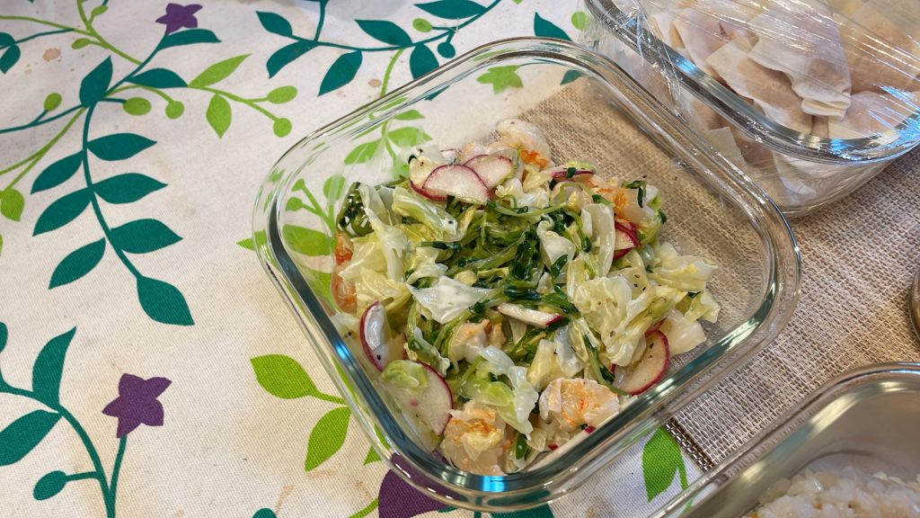 料理教室マンツーマン豆苗キャベツ