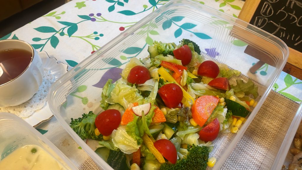 料理教室マンツーマン温野菜サラダ