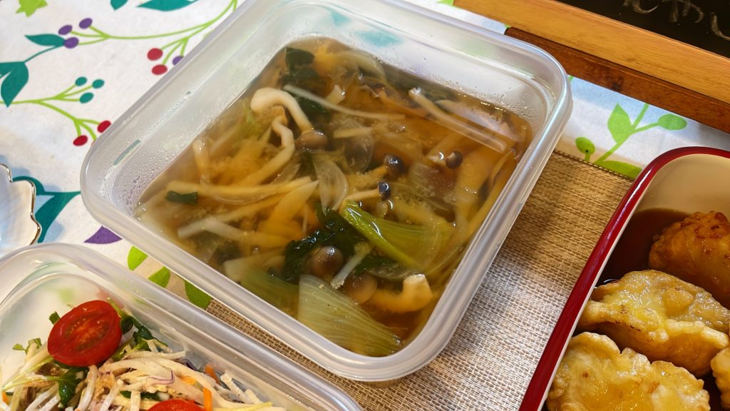 料理教室マンツーマンじゃが玉小松菜味噌汁