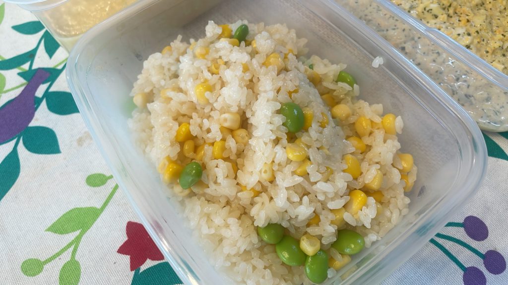 料理教室マンツーマン枝豆コーンご飯