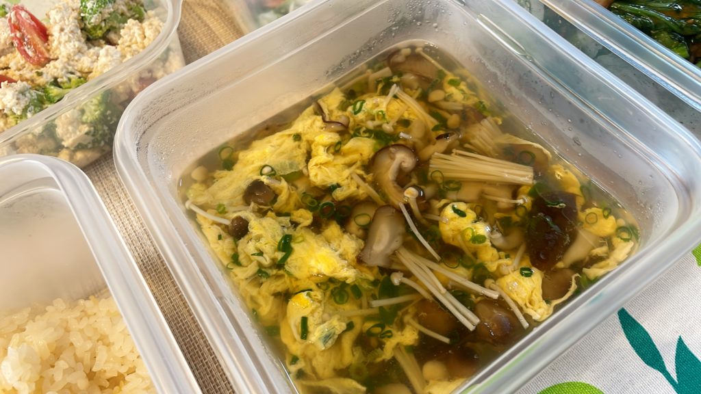 料理教室マンツーマンきのこかきたま汁