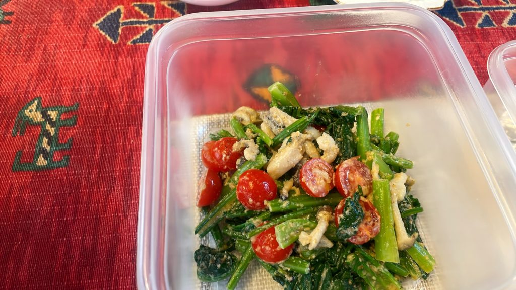 料理教室マンツーマン小松菜胡麻和え小松菜胡麻和え