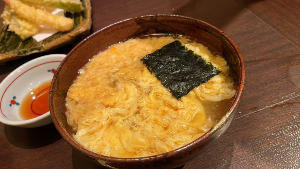 料理教室マンツーマンお蕎麦屋さんの卵とじ蕎麦