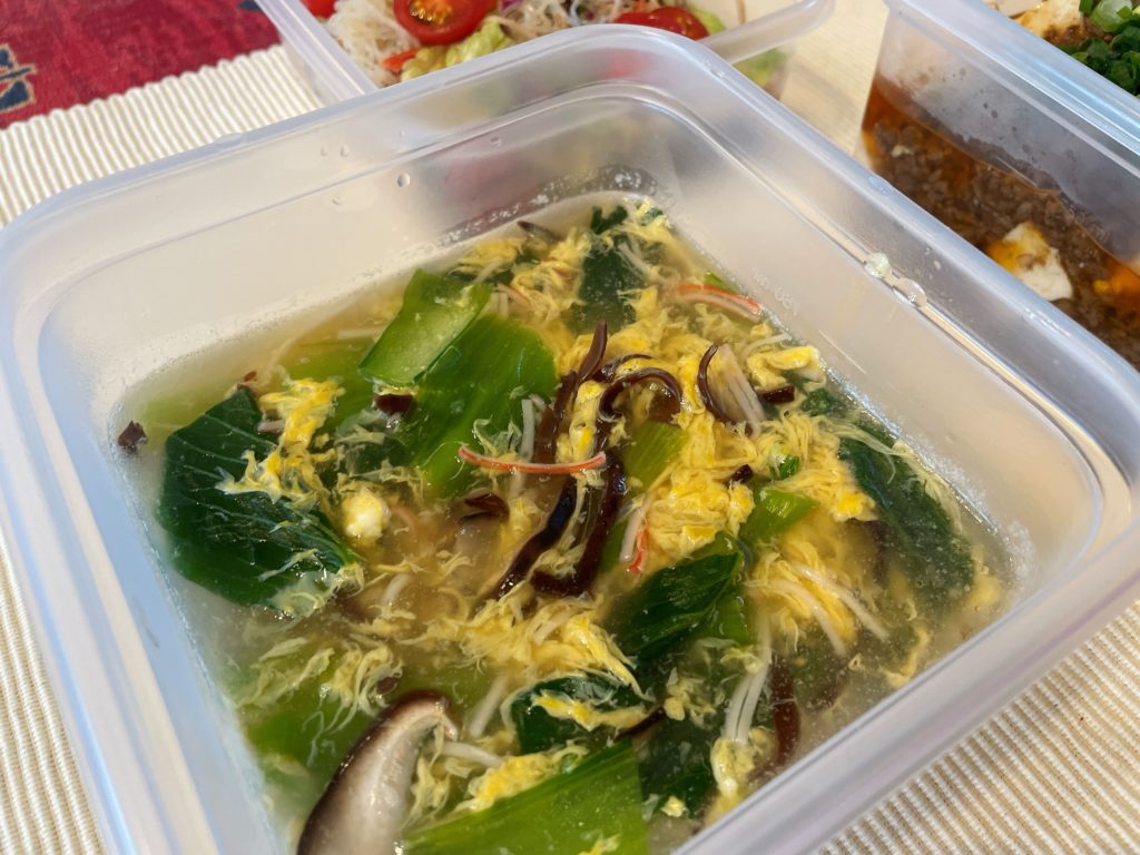 料理教室マンツーマン青梗菜卵スープ