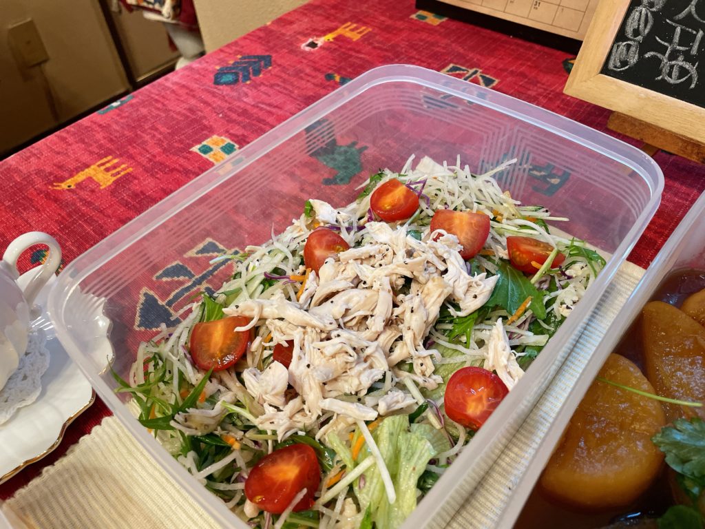 料理教室マンツーマンささみ大根サラダ