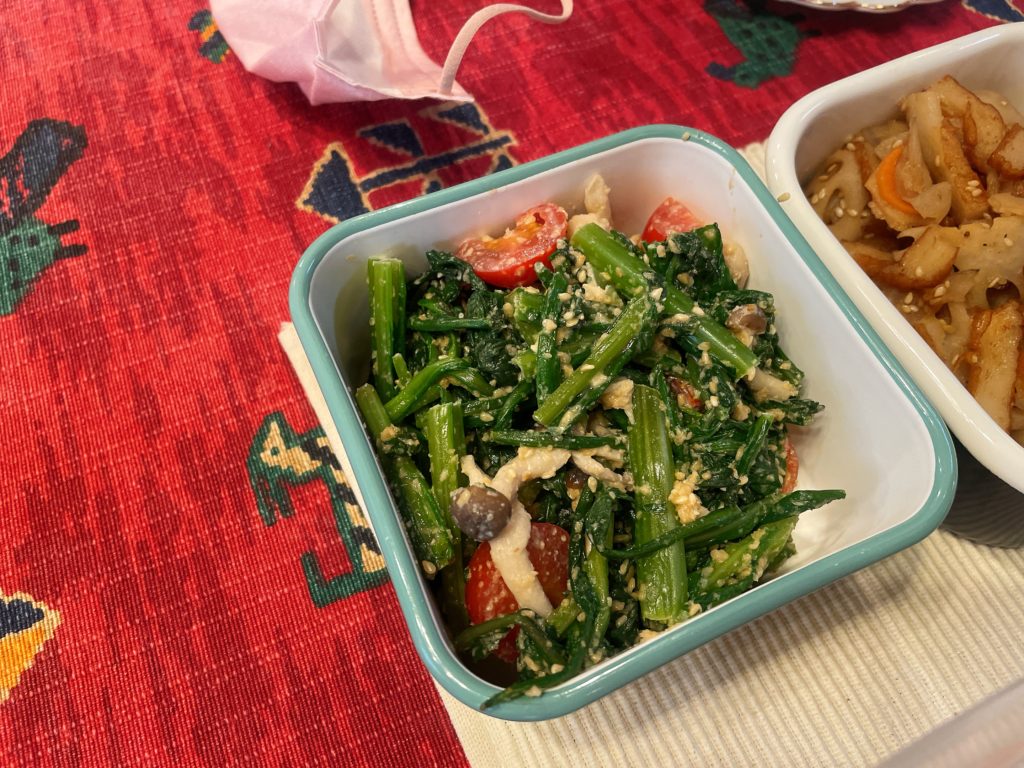 料理教室マンツーマン春菊胡麻和え