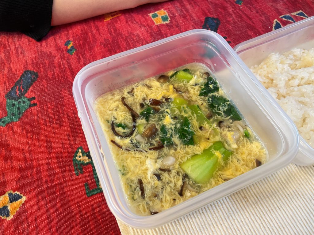 料理教室マンツーマン卵青梗菜スープ