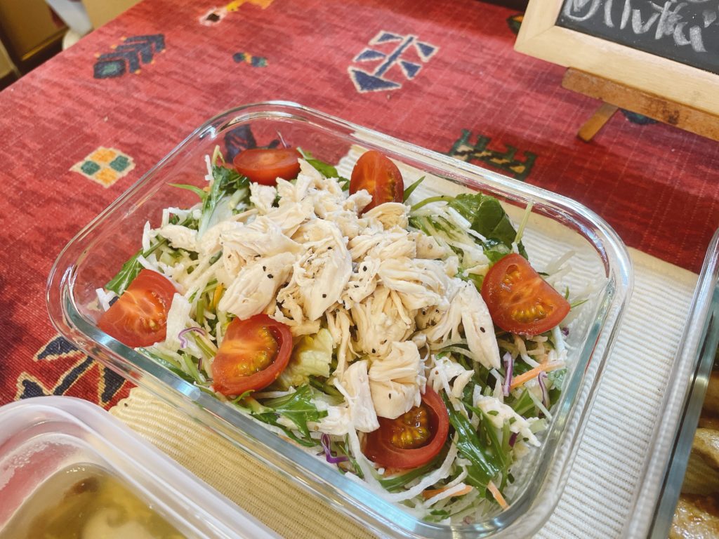 料理教室マンツーマンささみ大根サラダ