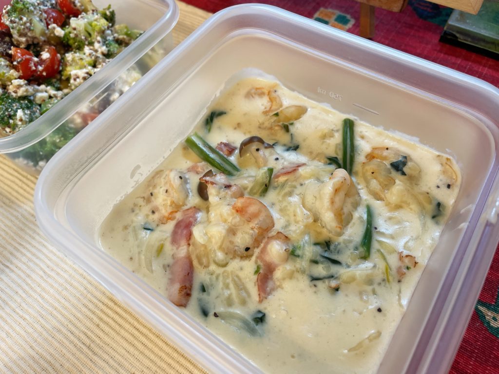 料理教室マンツーマン海老クリームパスタソース