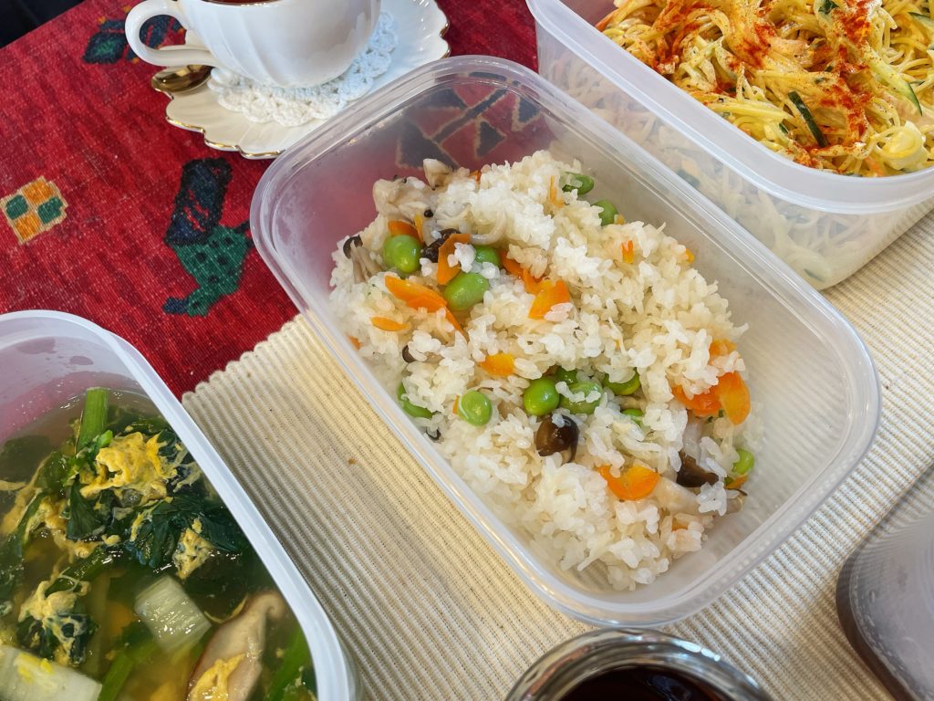 料理教室マンツーマンホタテ炊き込みご飯