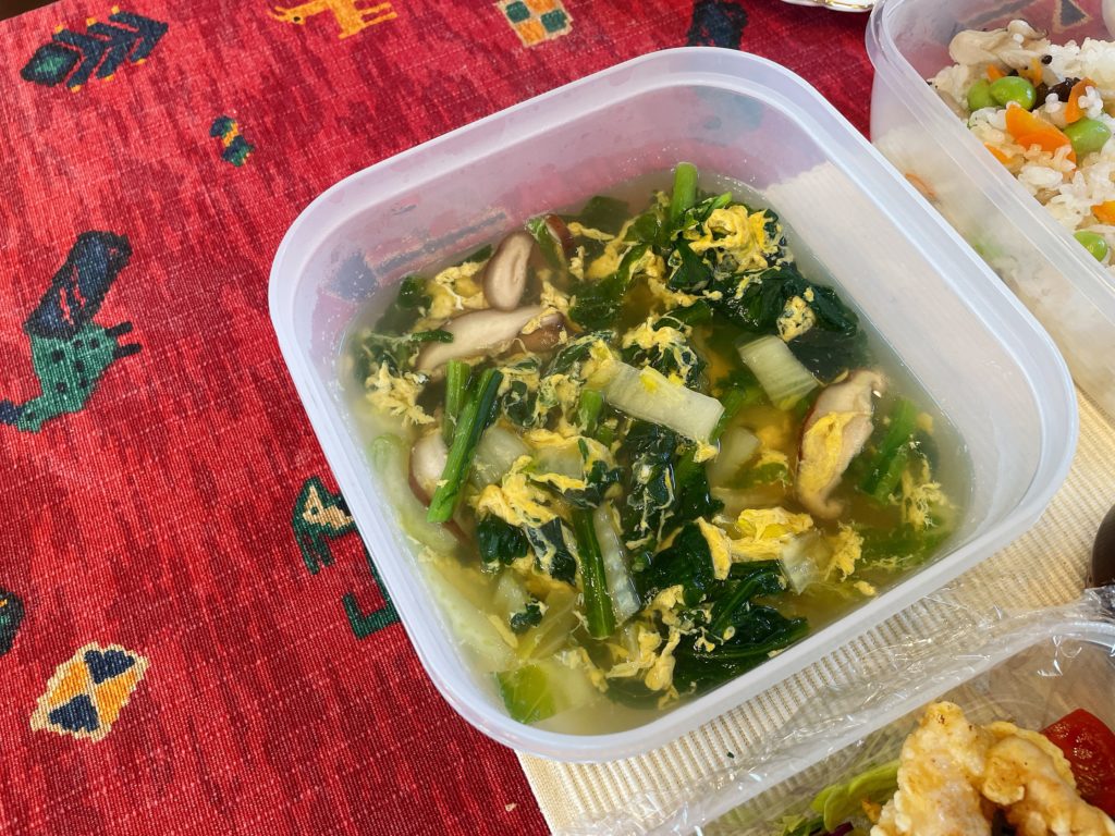 料理教室マンツーマン春菊かきたま汁