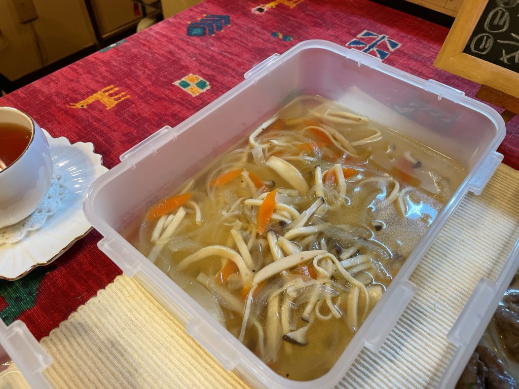 料理教室マンツーマンエリンギスープ