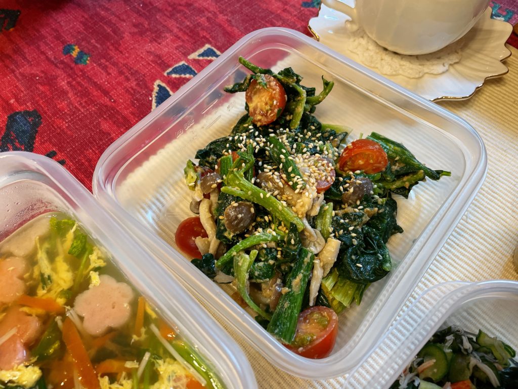 料理教室マンツーマンほうれん草胡麻和え