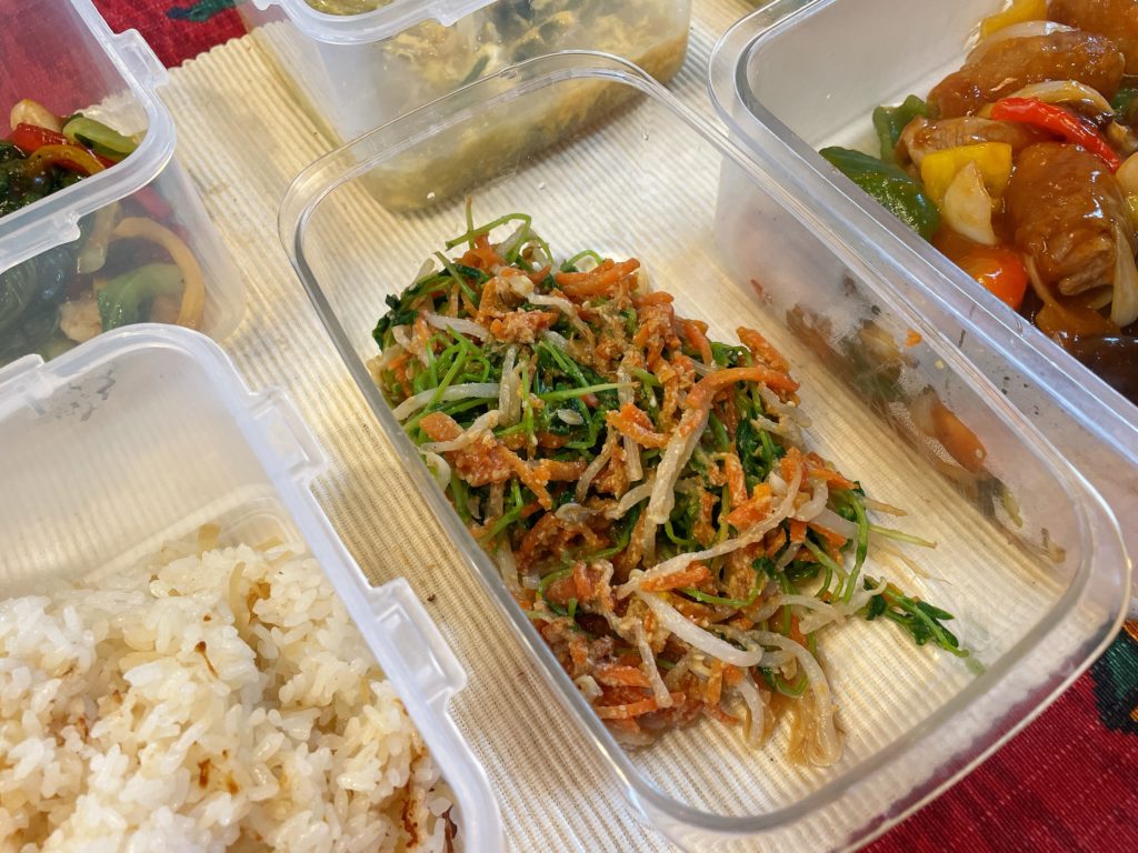 料理教室マンツーマン豆苗胡麻和え