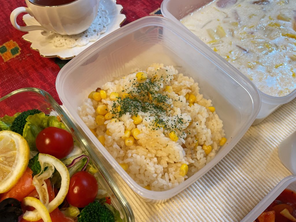 料理教室マンツーマントウモロコシご飯