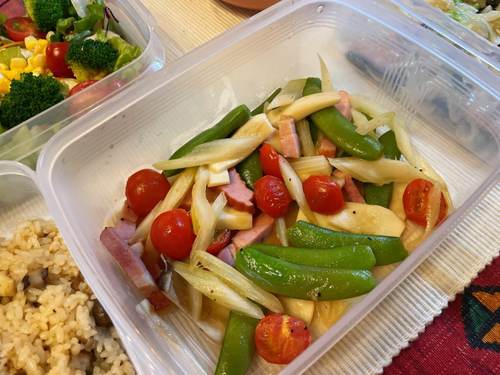 料理教室マンツーマンセロリエンドウソテー