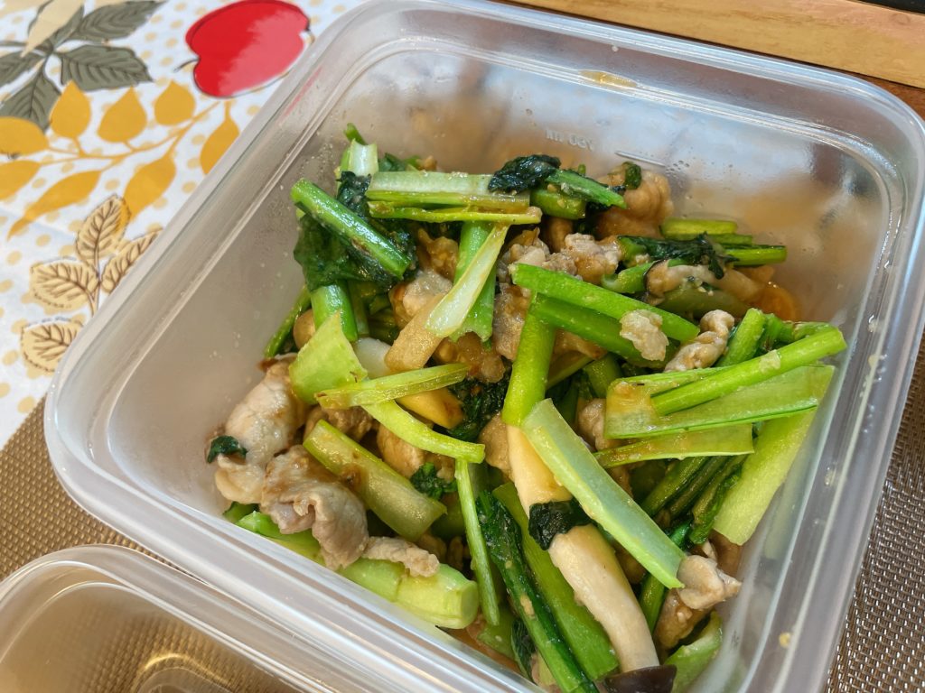 料理教室マンツーマン豚小松菜味噌炒め