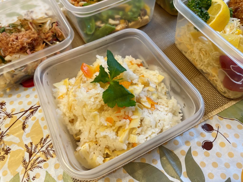 料理教室マンツーマンたけのこ炊き込みご飯