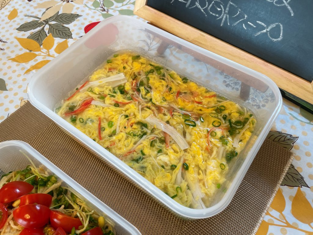 料理教室マンツーマンカニカマ卵スープ