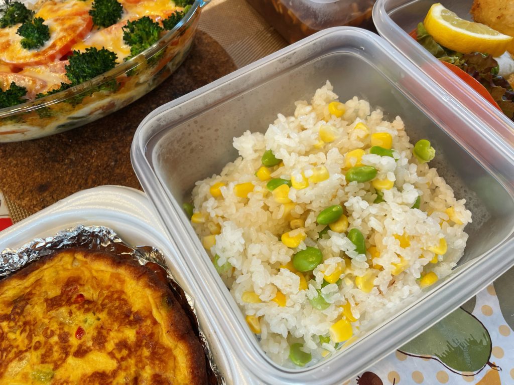 料理教室マンツーマンコーン枝豆炊き込みごはん