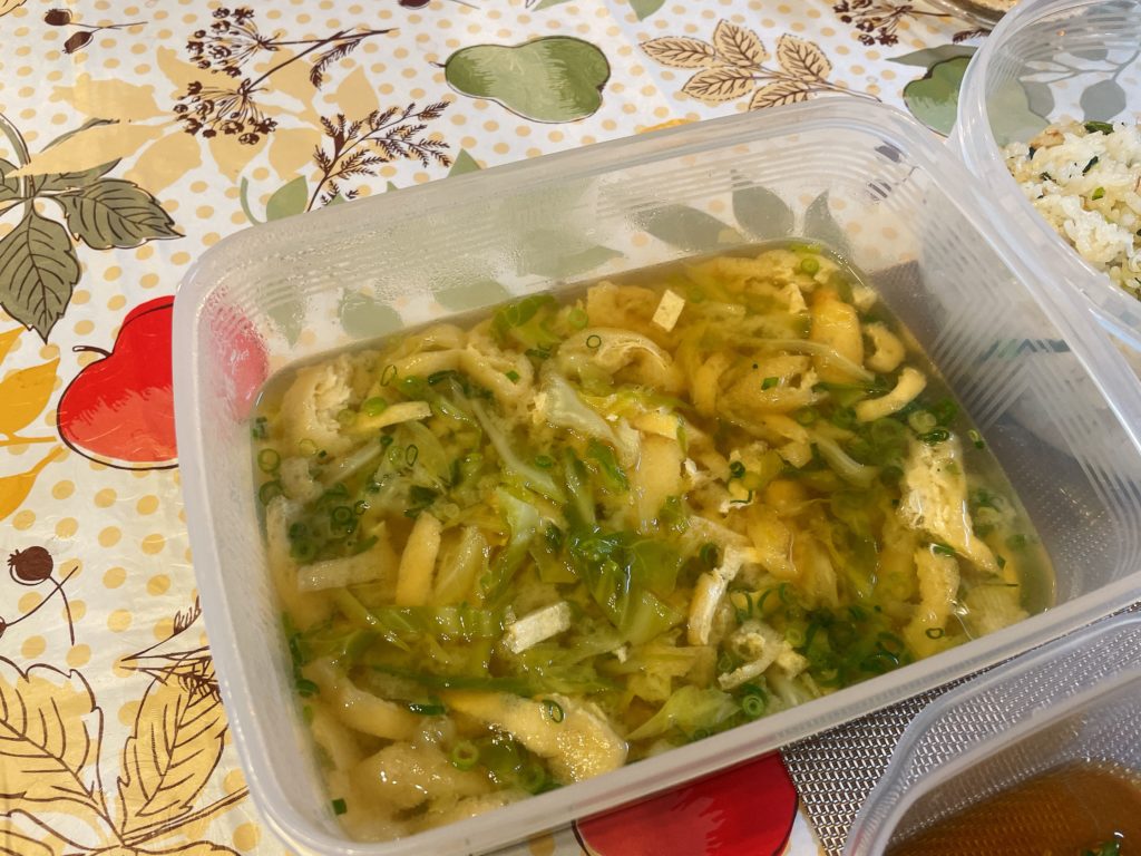 料理教室マンツーマンキャベツ味噌汁