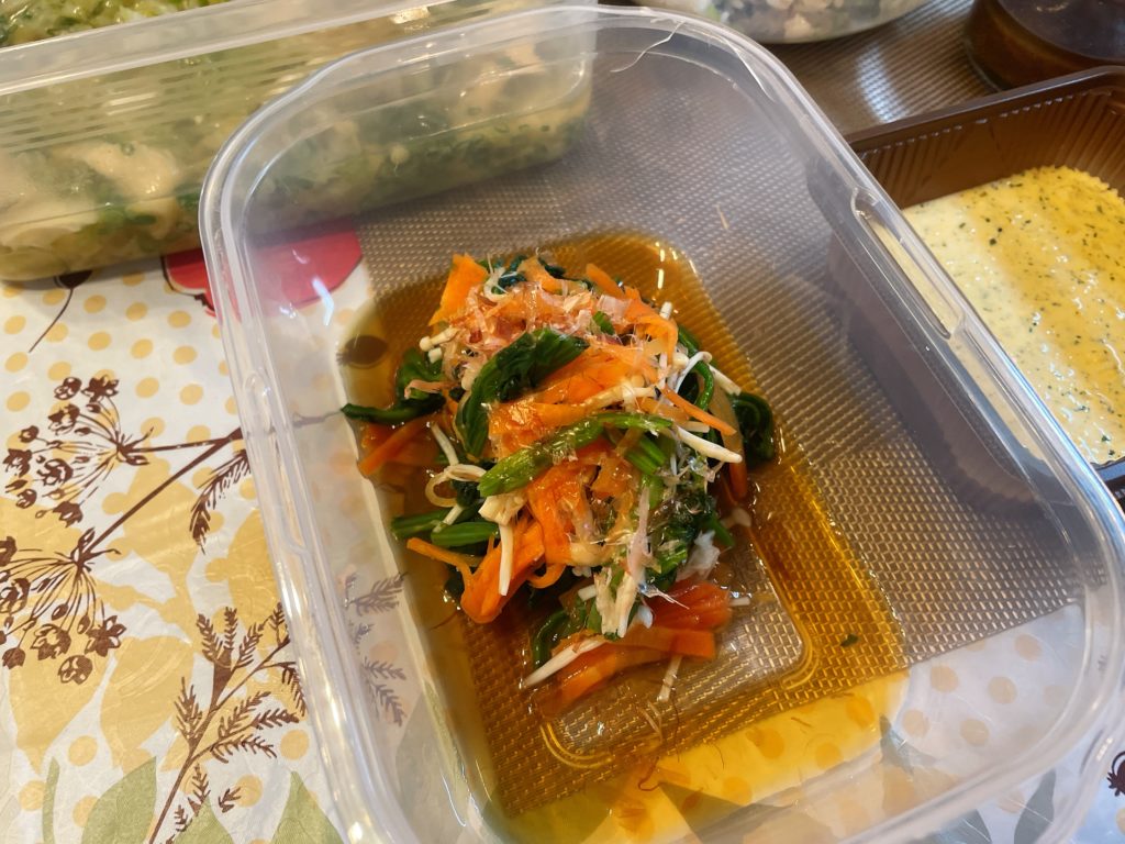 料理教室マンツーマンほうれん草お浸し