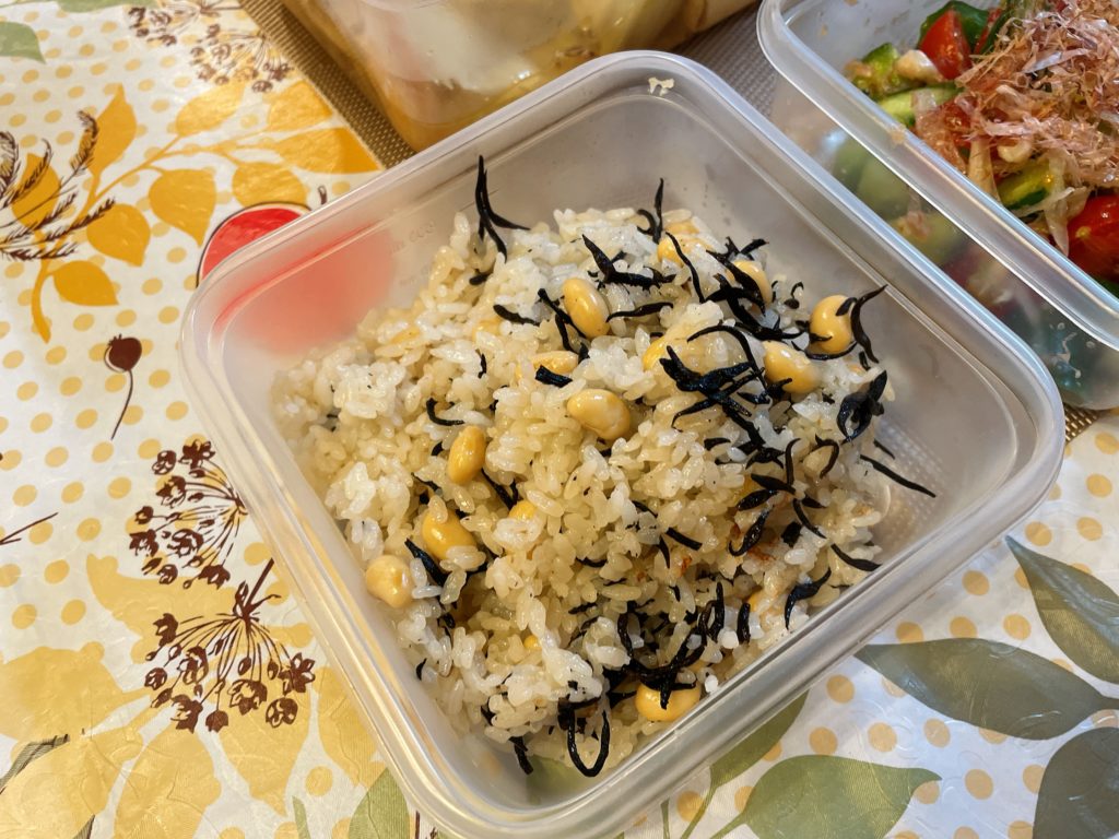 料理教室マンツーマンひじき大豆ご飯