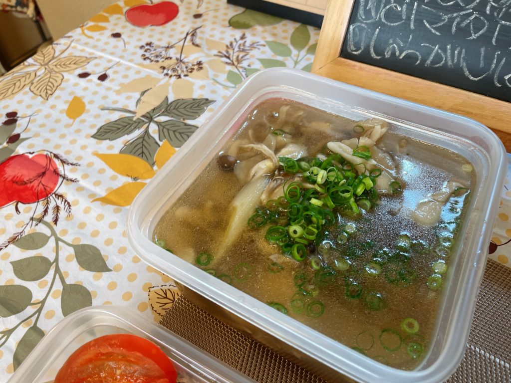 料理教室マンツーマンチキンきのこスープ