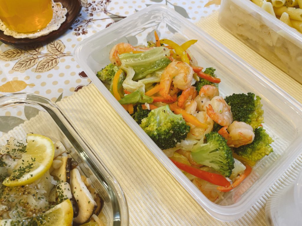 料理教室マンツーマン海老ブロッコリーソテー