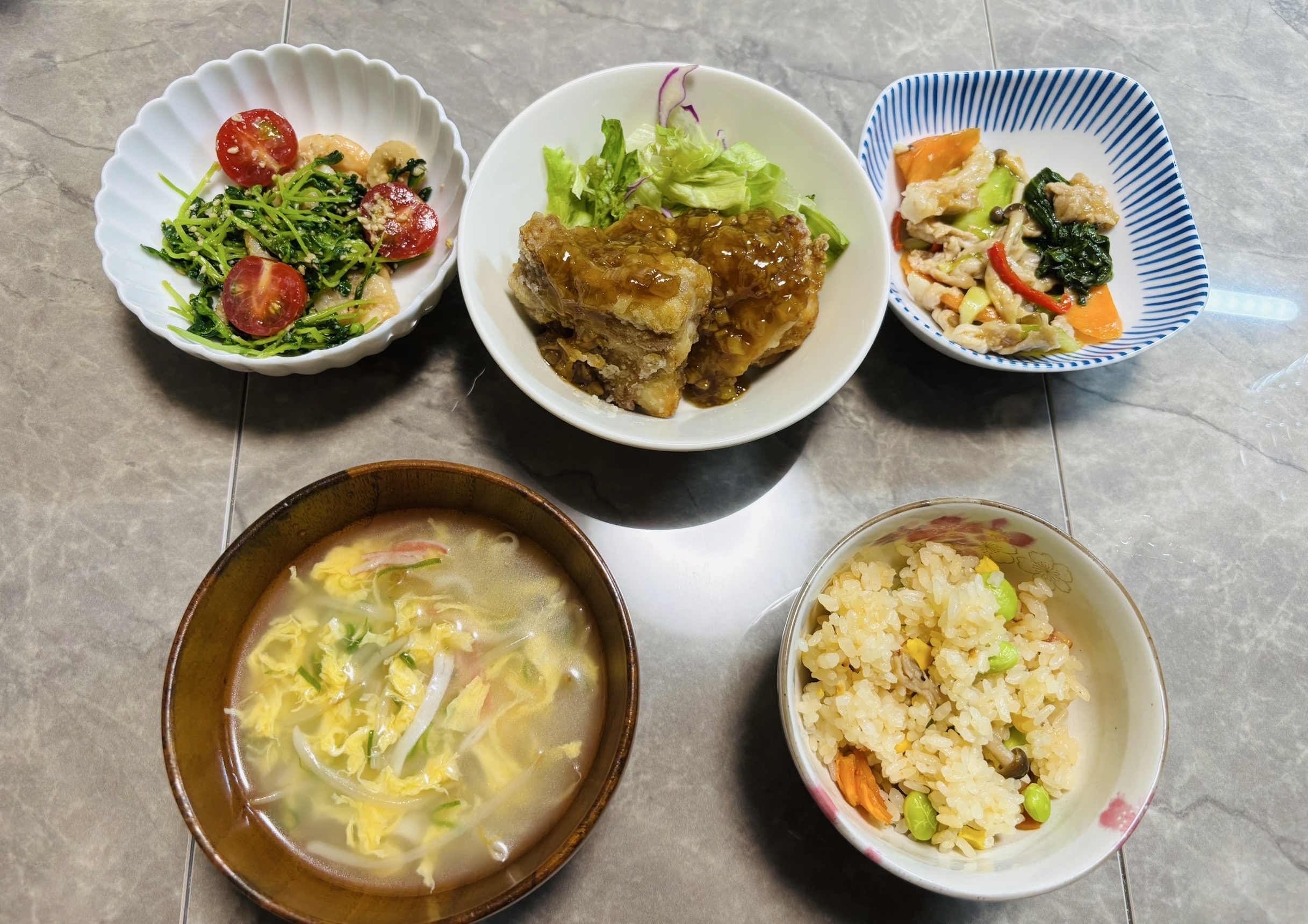 料理教室マンツーマン油淋鶏セット盛り付け