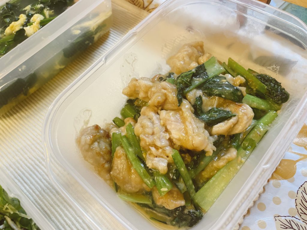 料理教室マンツーマン豚小松菜味噌炒め