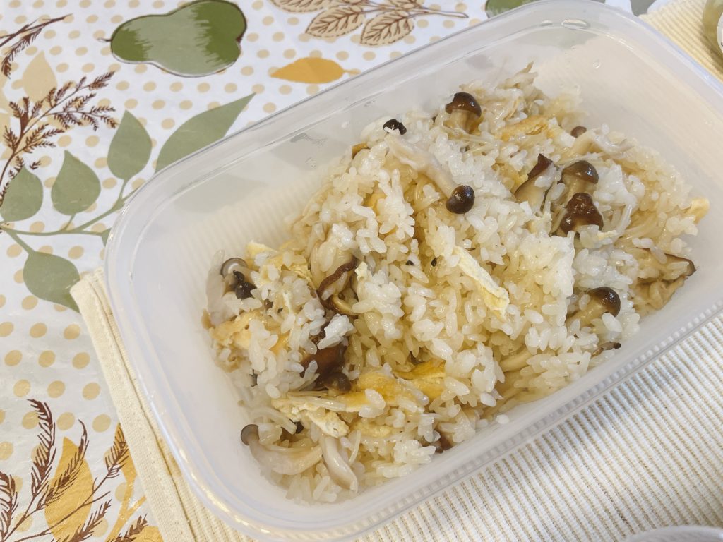 料理教室マンツーマンきのこ炊き込みご飯