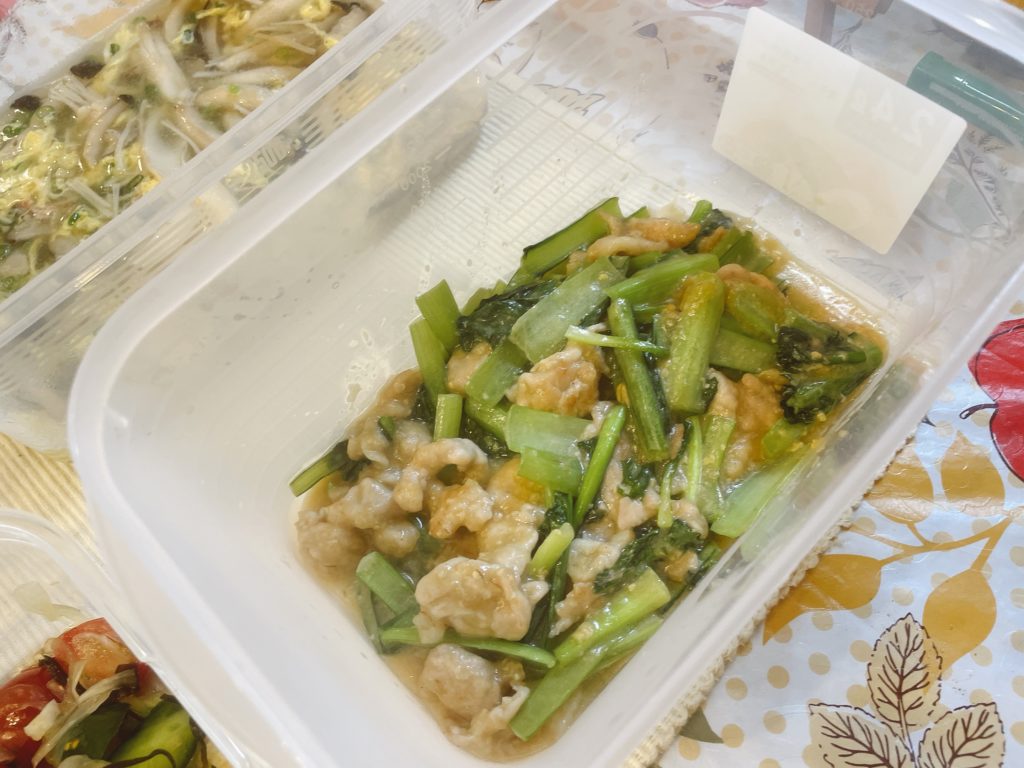 料理教室マンツーマン豚小松菜味噌炒め