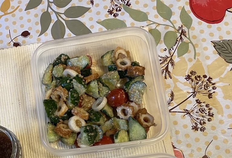 料理教室マンツーマンちくわきゅうり胡麻和え