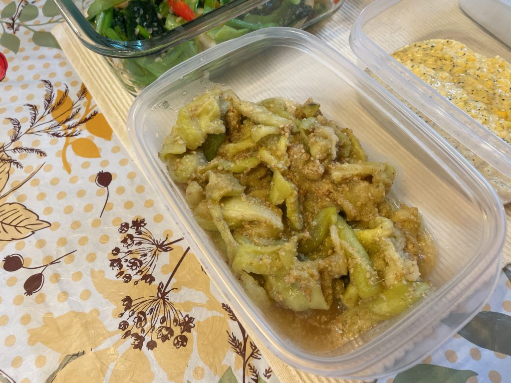 料理教室マンツーマン茄子胡麻酢和え