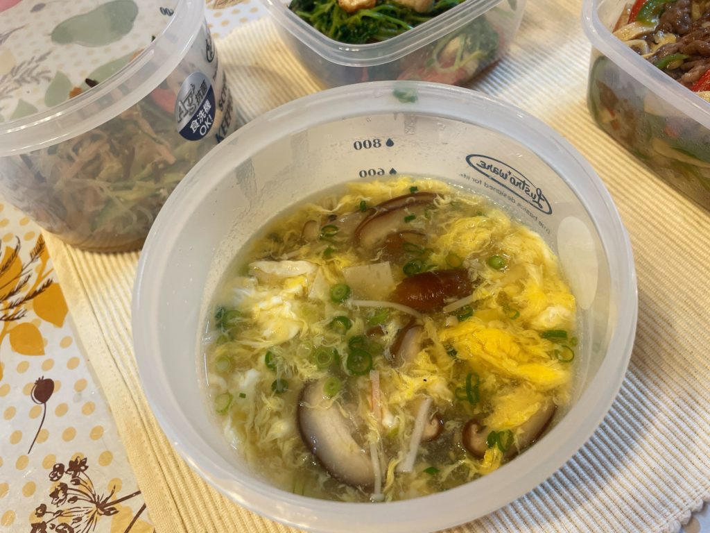 料理教室マンツーマンシイタケ卵スープ