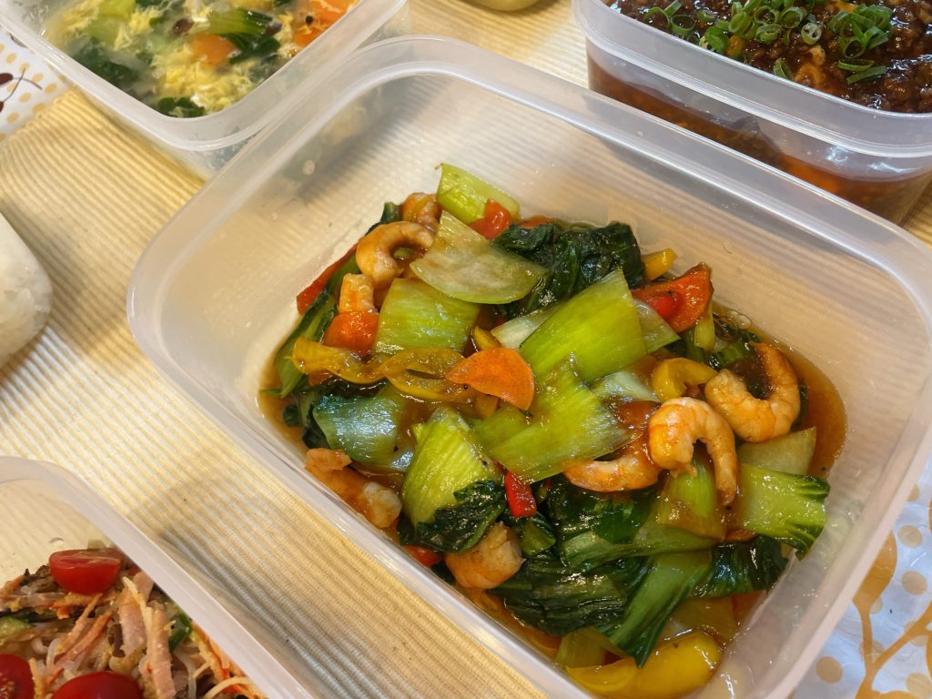 料理教室マンツーマン青梗菜海老オイスター