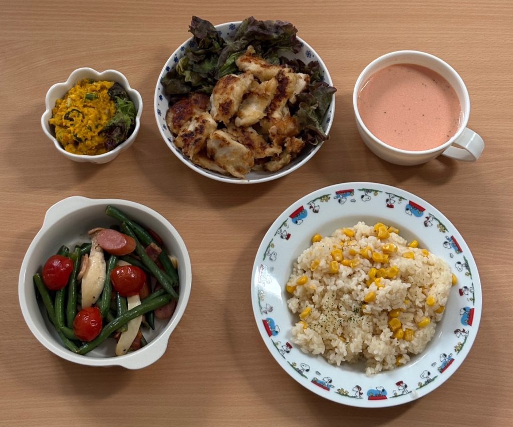 料理教室マンツーマンガーリックチキンセット盛り付け