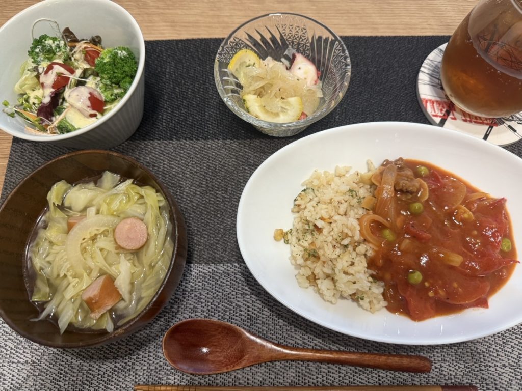 料理教室マンツーマンハヤシライスセット盛り付け