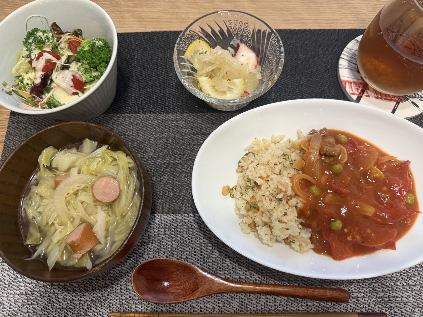 料理教室マンツーマンハヤシライスセット盛り付け