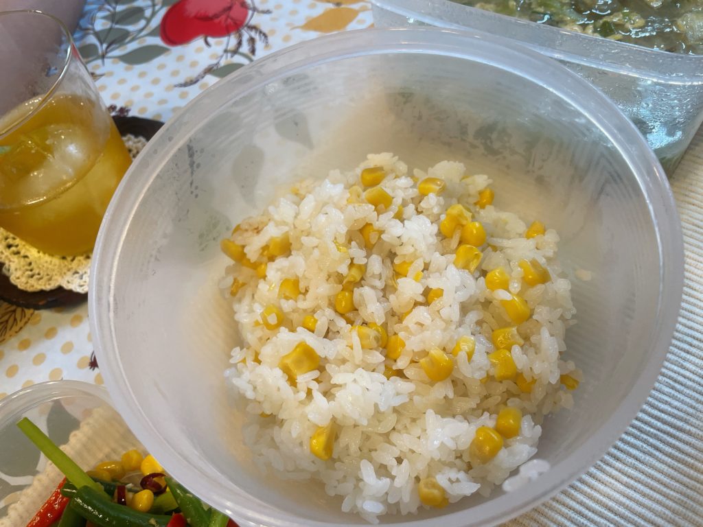 料理教室マンツーマントウモロコシご飯