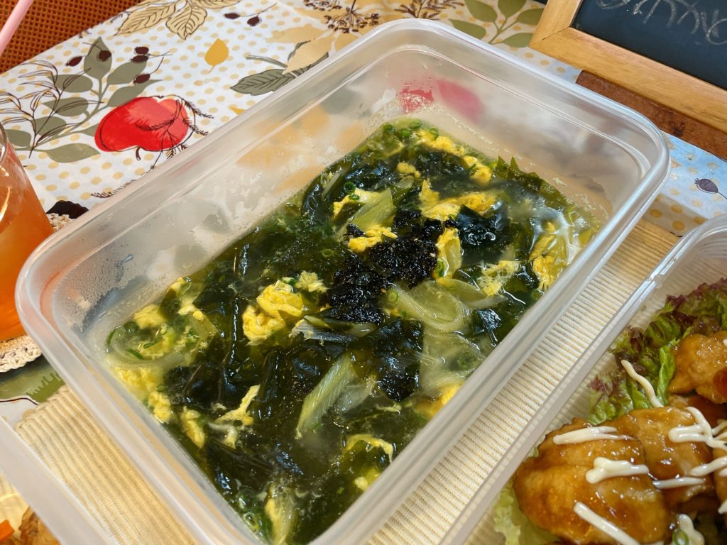 料理教室マンツーマンわかめ卵スープ