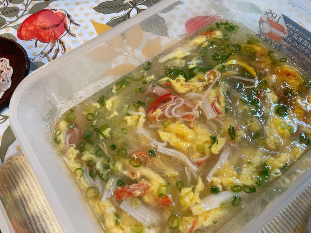 料理教室マンツーマンカニカマ卵スープ
