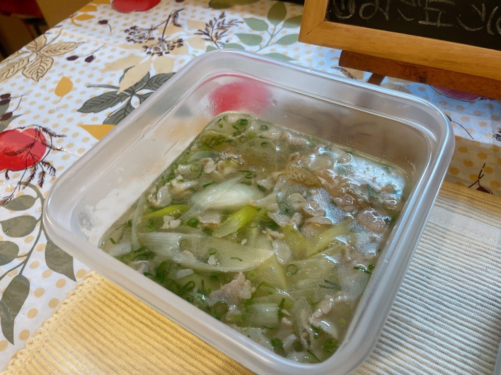 料理教室マンツーマン豚バラネギスープ
