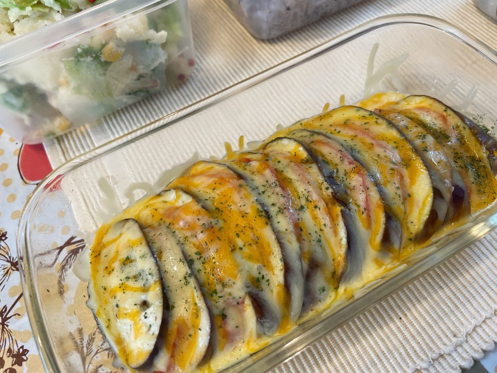 料理教室マンツーマン茄子トマトチーズ焼き