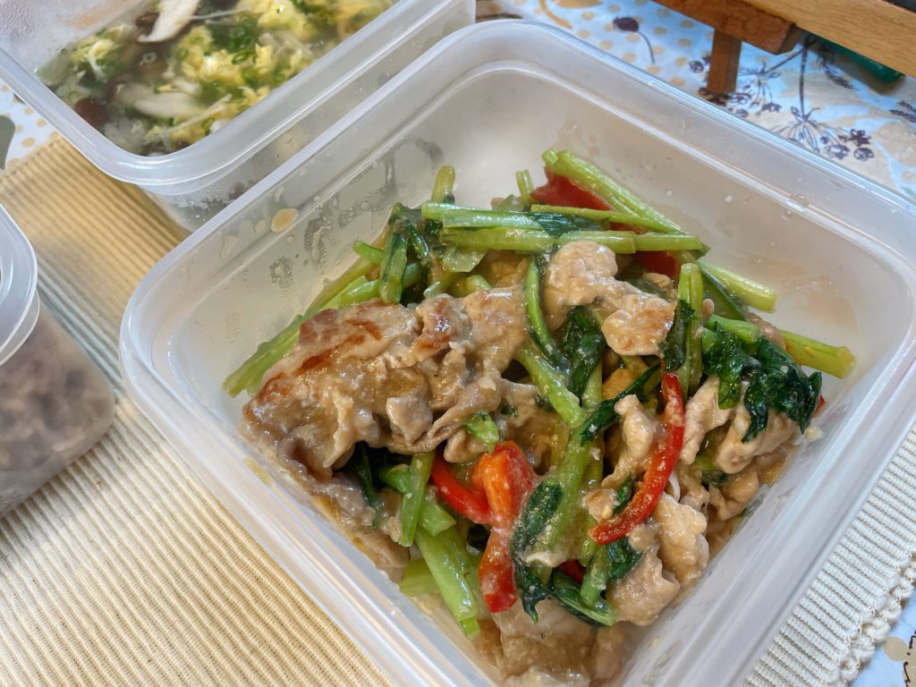 料理教室マンツーマン豚小松菜味噌炒め