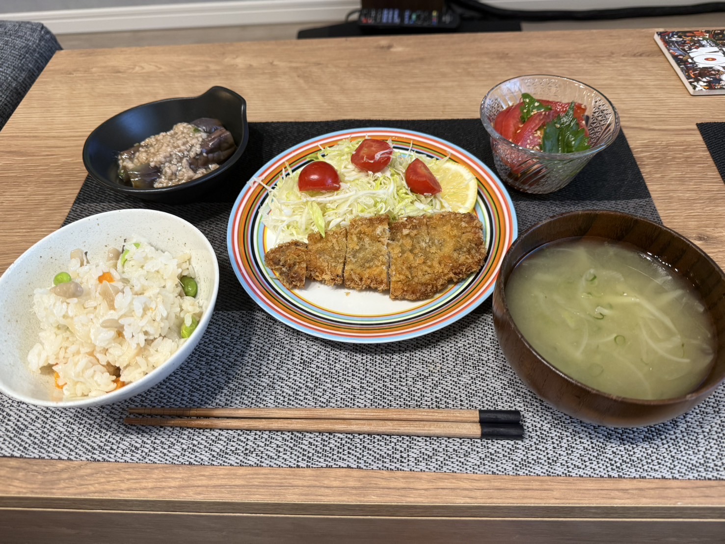 料理教室マンツーマントンカツセット盛り付け