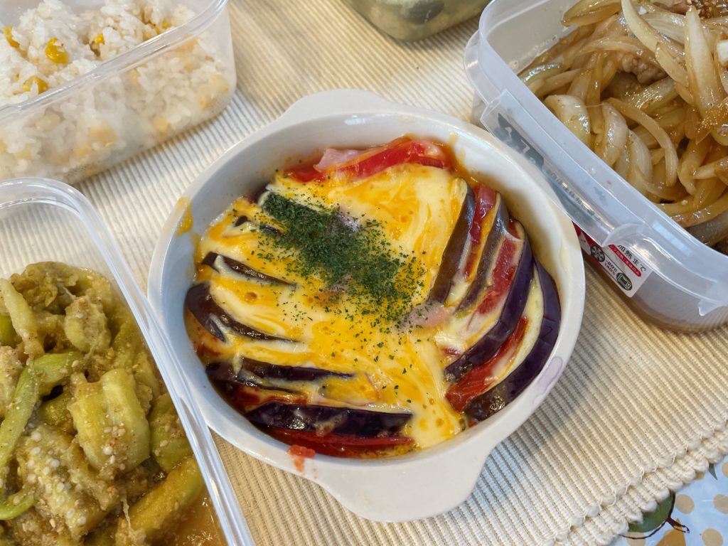 料理教室マンツーマン茄子チーズトマト